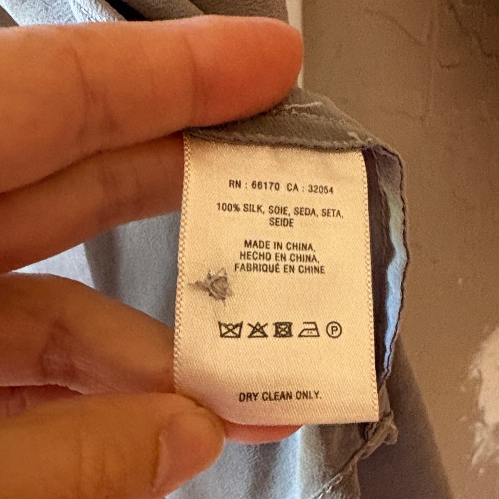 Maeve Light Gray Button Down Shirt 100% silk - Picture 6 of 7